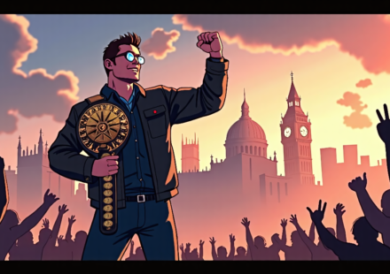 Kris Statlander Surprises London, Captures EVE Title at All In — AI-generated editorial illustration