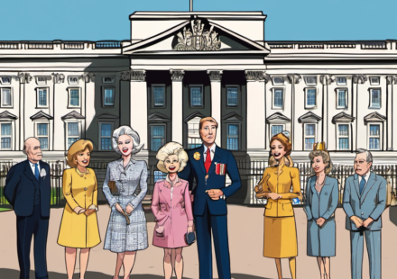 Royal Family Honors Dolly Parton with 9 to 5 Tribute at Buckingham Palace — AI-generated editorial illustration