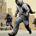 Wanted Man Escapes Twice, Then Walks Into Panda Express Lunch — AI-generated editorial illustration