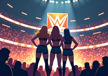 Bliss, Flair, Paxley Team Up for WWE Sunday Night Main Event — AI-generated editorial illustration