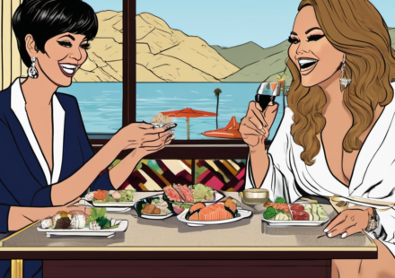 Kris Jenner and Mariah Carey Share a Night of Sushi at Nobu Malibu — AI-generated editorial illustration