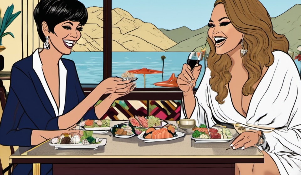 Kris Jenner and Mariah Carey Share a Night of Sushi at Nobu Malibu — AI-generated editorial illustration