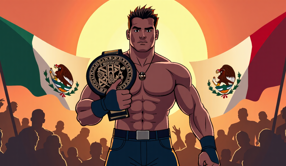 Penta El Zero Miedo Set to Challenge Roman Reigns in Mexico City — AI-generated editorial illustration