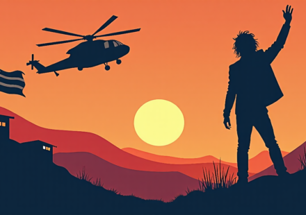 Kid Rock’s Helicopter Stunt Sparks Army General’s Sudden Exit — AI-generated editorial illustration