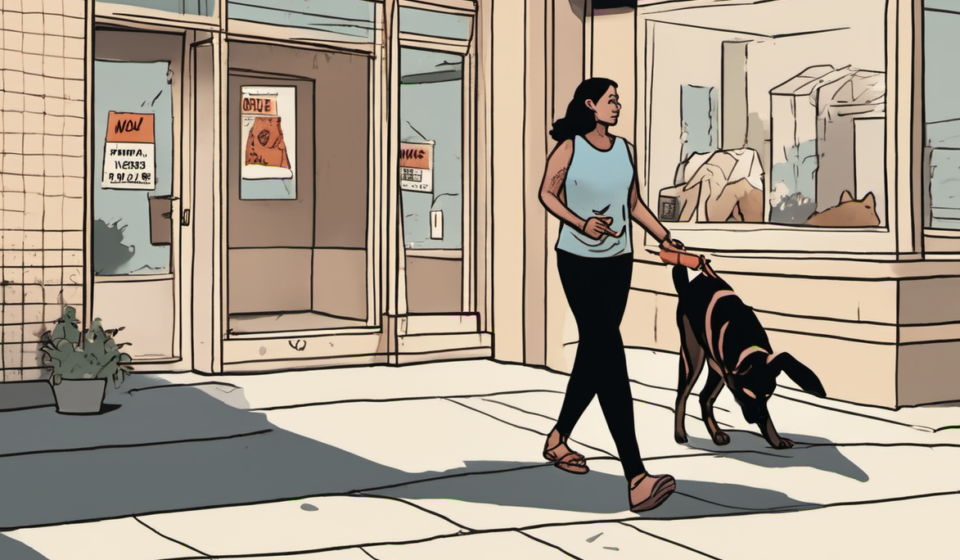 Woman Walking Dog on Hot Concrete Sparks Heated Exchange in SoCal — AI-generated editorial illustration