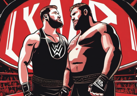 Kevin Owens Reflects on Sami Zayn’s Historic WWE Title Victory — AI-generated editorial illustration