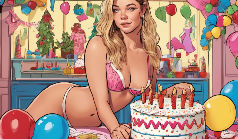 Sydney Sweeney Celebrates Birthday with New SYRN Lingerie Drop — AI-generated editorial illustration
