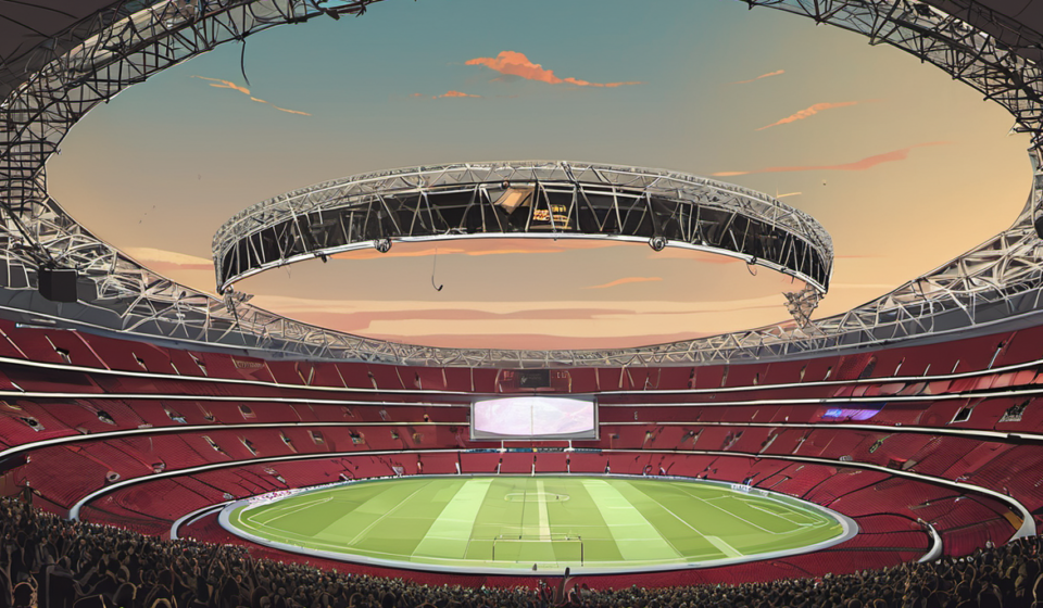 AEW All In: London 2026 – Inside Wembley’s Early Construction — AI-generated editorial illustration