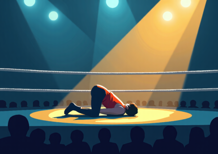 Kyle O’Reilly Injured in Glasgow AEW Dynamite Semi‑Final — AI-generated editorial illustration