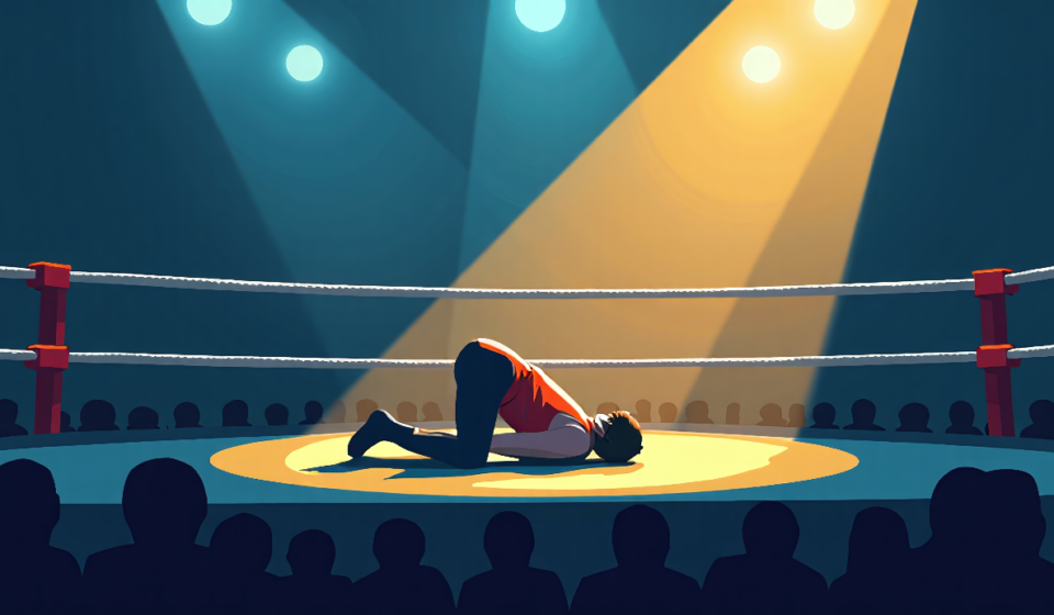 Kyle O’Reilly Injured in Glasgow AEW Dynamite Semi‑Final — AI-generated editorial illustration