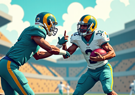 Dolphins Trade Tutu Atwell to Rams for RB Jarquez Hunter — AI-generated editorial illustration