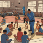 Jacob Fatu Coaches WWE Legend’s Sons at The Dungeon — AI-generated editorial illustration