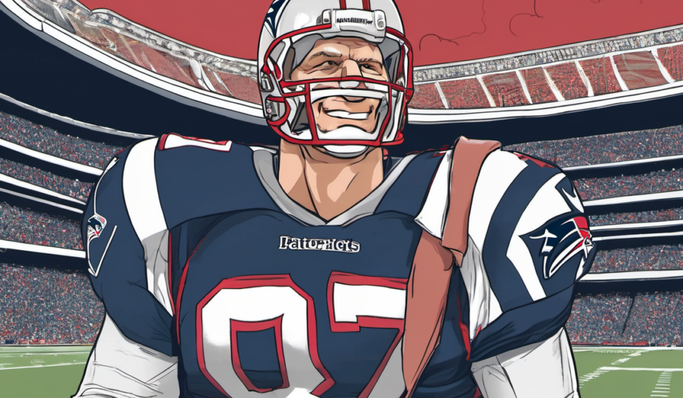 Gronkowski Teases Return to Patriots If Signing Bonus Works — AI-generated editorial illustration