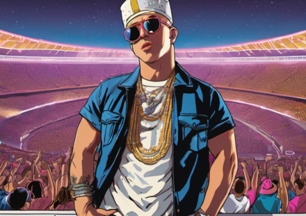 Bad Bunny Set to Light Up Super Bowl LX Halftime Show in Santa Clara — AI-generated editorial illustration