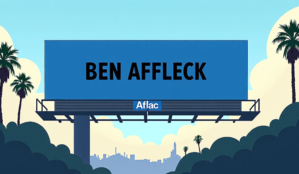 Ben Affleck’s Name Pops Up on Aflac Ads Across Los Angeles — AI-generated editorial illustration