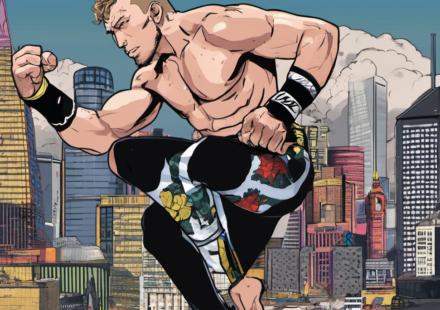 Will Ospreay Aims to Make History at AEW All In — AI-generated editorial illustration