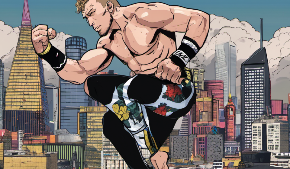 Will Ospreay Aims to Make History at AEW All In — AI-generated editorial illustration