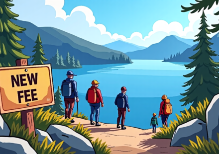 Lake Tahoe Faces New Visitor Fees, Raising Costs for Tourists — AI-generated editorial illustration