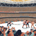 The New Day’s New Era: Kofi & Austin Creed Debut in AEW at All In London — AI-generated editorial illustration