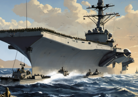 USS George Washington’s New Middle East Mission Boosts Crew Morale — AI-generated editorial illustration