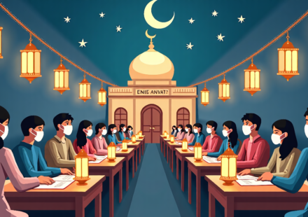 California Approaches Decision on Recognizing Eid Holidays in Schools — AI-generated editorial illustration