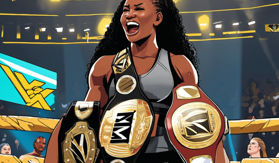 Kelani Jordan Claims NXT Women’s Title at Heatwave 2026 — AI-generated editorial illustration