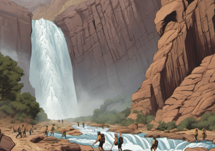 Urgent Search in Grand Canyon After Flash Flood Leaves 20+ Missing — AI-generated editorial illustration