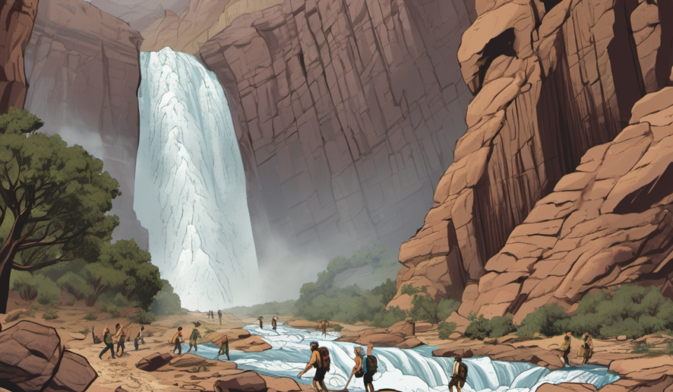 Urgent Search in Grand Canyon After Flash Flood Leaves 20+ Missing — AI-generated editorial illustration