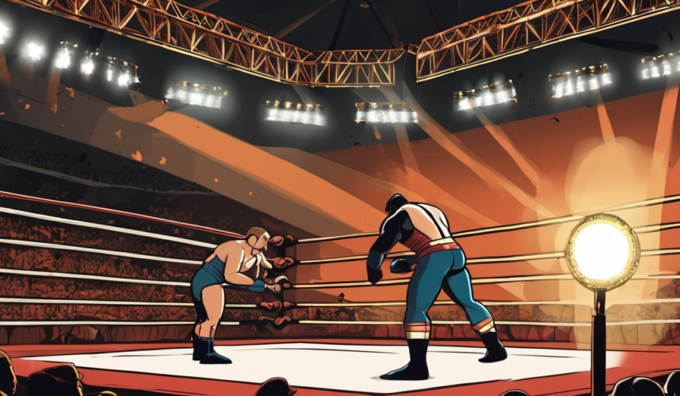 Omega’s Torch Passes to Ospreay as AEW All In 2026 Concludes — AI-generated editorial illustration