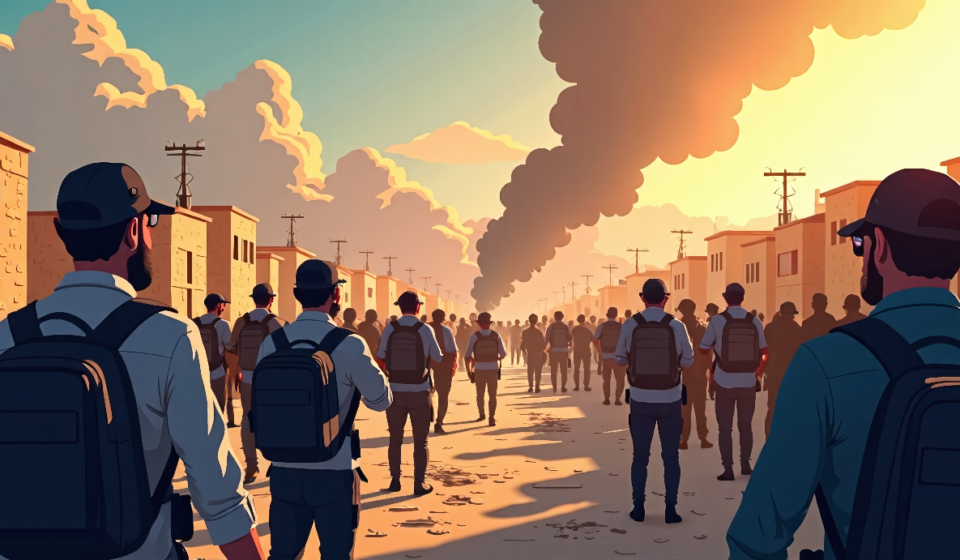 Israeli Settlers Attack NBC Crew in West Bank Village — AI-generated editorial illustration