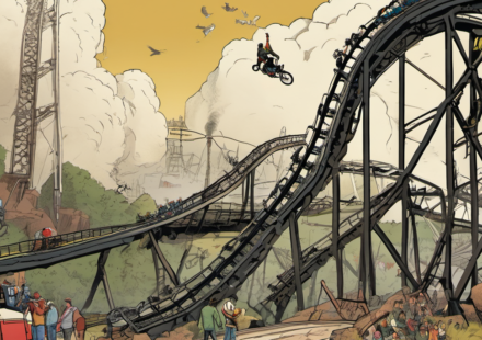 Man Airlifted After Fractures on Batman Roller Coaster in Spain — AI-generated editorial illustration