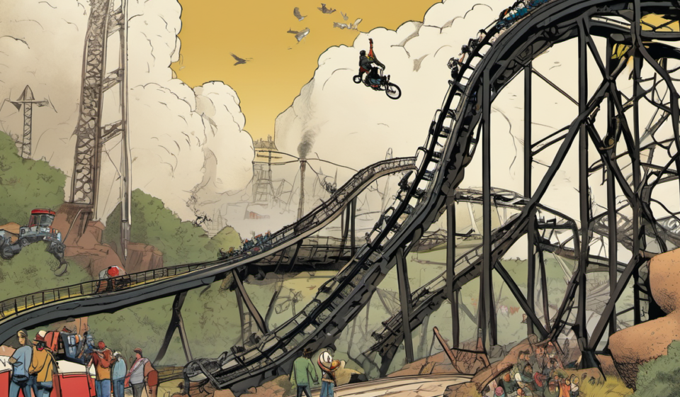 Man Airlifted After Fractures on Batman Roller Coaster in Spain — AI-generated editorial illustration