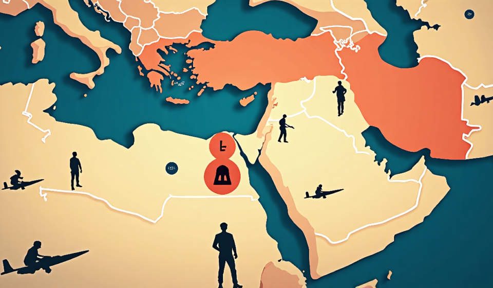 U.S. and Iran Trade Strikes After Joint Accusations — AI-generated editorial illustration
