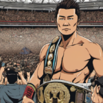 Okada Claims AEW International Title at All In London — AI-generated editorial illustration