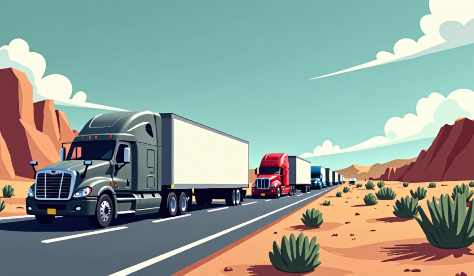Arizona Busts 95 Illegal Truck Drivers With Blue‑State Licenses — AI-generated editorial illustration