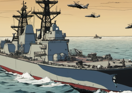 Iran Responds to U.S. Strikes on Oil Route, Escalating Tensions — AI-generated editorial illustration
