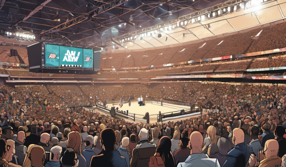 AEW Returns to UK for Two Historic 2027 Events — AI-generated editorial illustration
