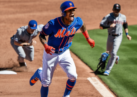 Mets Rally from 2 Runs Down for 5-4 Walk-Off Win Over Nationals on Francisco Lindor Single — AI-generated editorial illustration