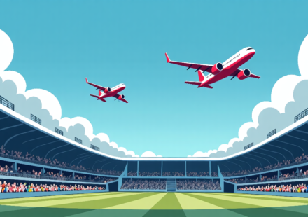 Passenger Jets Fly Near Cape Town Rugby Stadium, Raising Safety Concerns — AI-generated editorial illustration