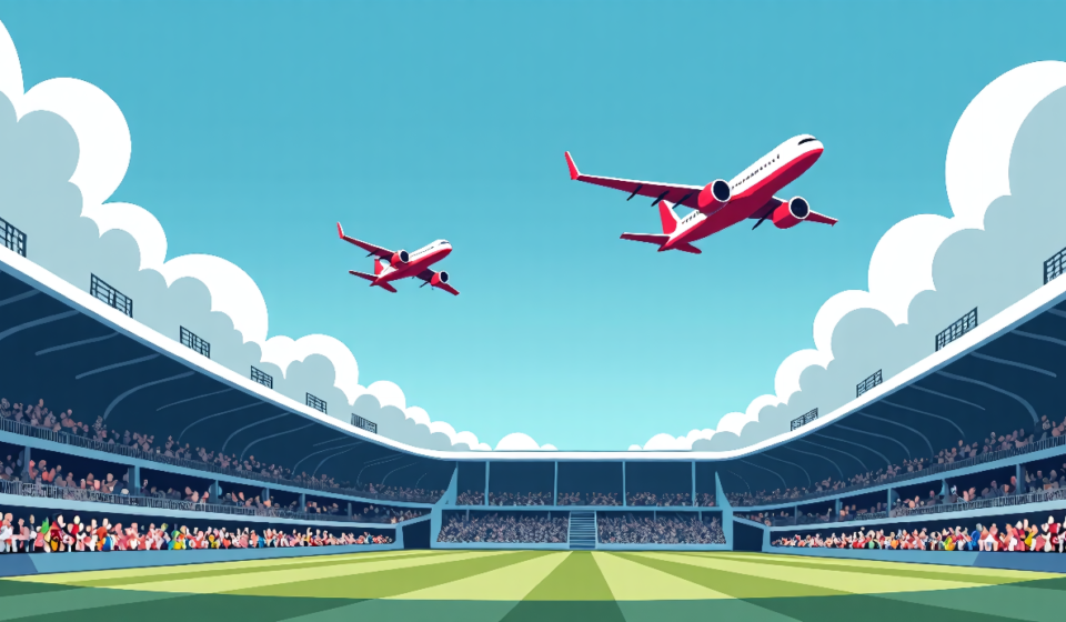 Passenger Jets Fly Near Cape Town Rugby Stadium, Raising Safety Concerns — AI-generated editorial illustration