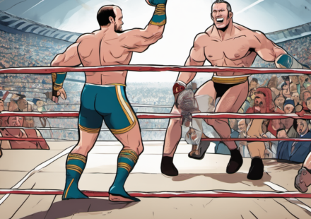 Nigel McGuinness Battles Foot Injury to Reach AEW All In Finals — AI-generated editorial illustration