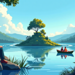 Sudden Island Appears, Vanishes in British Columbia Reservoir — AI-generated editorial illustration