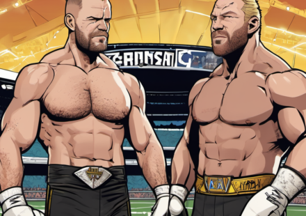 Adam Copeland Reflects on Historic AEW All In Moment with Christian Cage — AI-generated editorial illustration