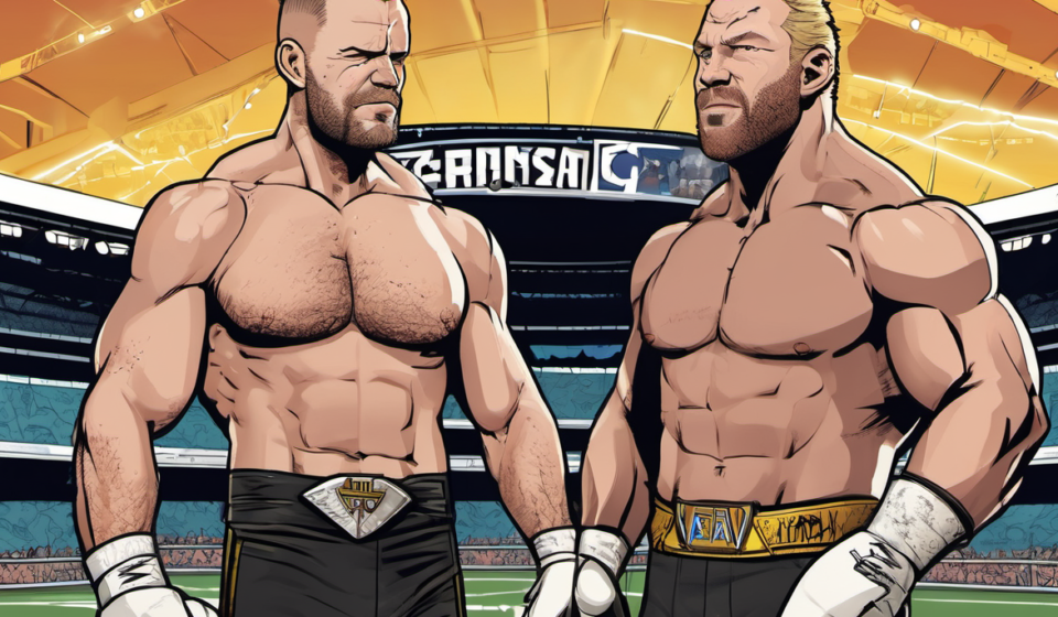 Adam Copeland Reflects on Historic AEW All In Moment with Christian Cage — AI-generated editorial illustration