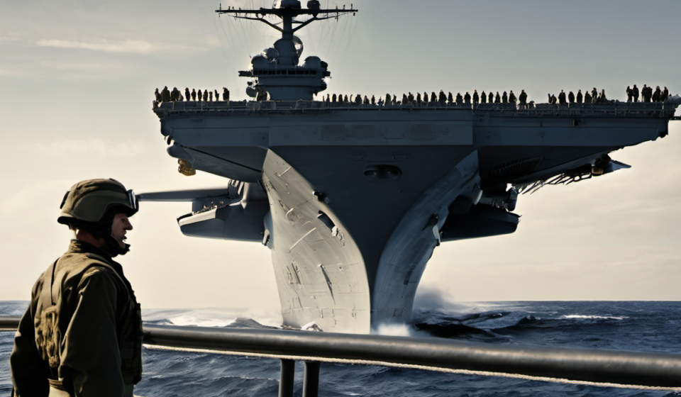 CENTCOM Commander Meets with Troops Amid Worsening Conditions on USS Abraham Lincoln — AI-generated editorial illustration