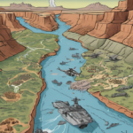 U.S. and Iran Exchange Strikes Amid Flash Flood Tragedy — AI-generated editorial illustration