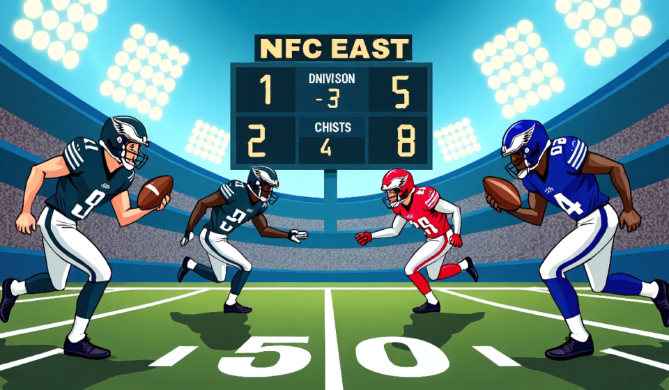 NFC East Outlook: Cowboys, Giants vs. Eagles for Division Lead — AI-generated editorial illustration