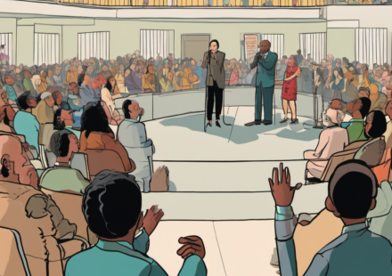 Mel Gibson Issues Apology After ASL Interpreter Incident at Canadian Expo — AI-generated editorial illustration