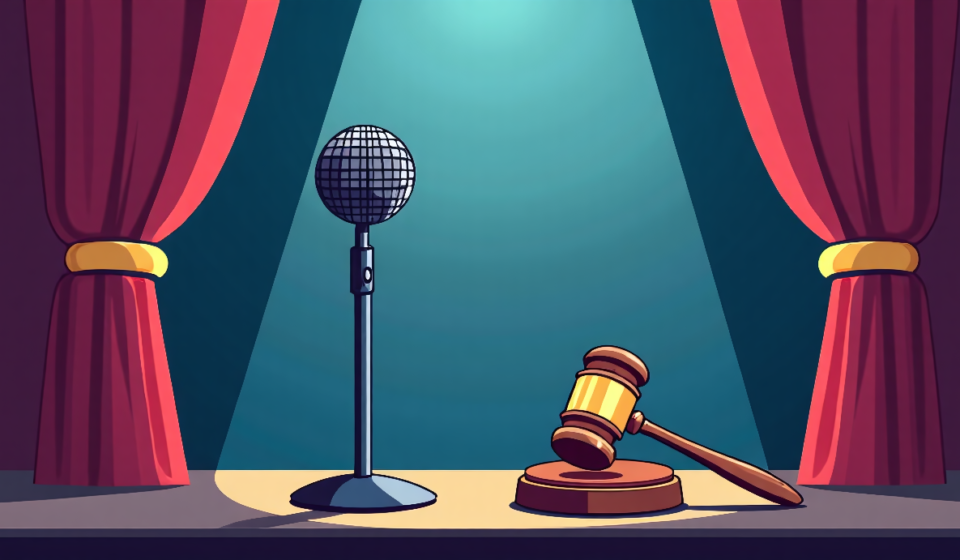 Chris Brown Declines Court Appearance, Cites Usher Tour — AI-generated editorial illustration