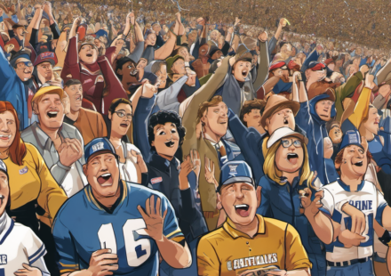 Get Tickets to the 2026-27 NCAA Football Season with Gametime — AI-generated editorial illustration